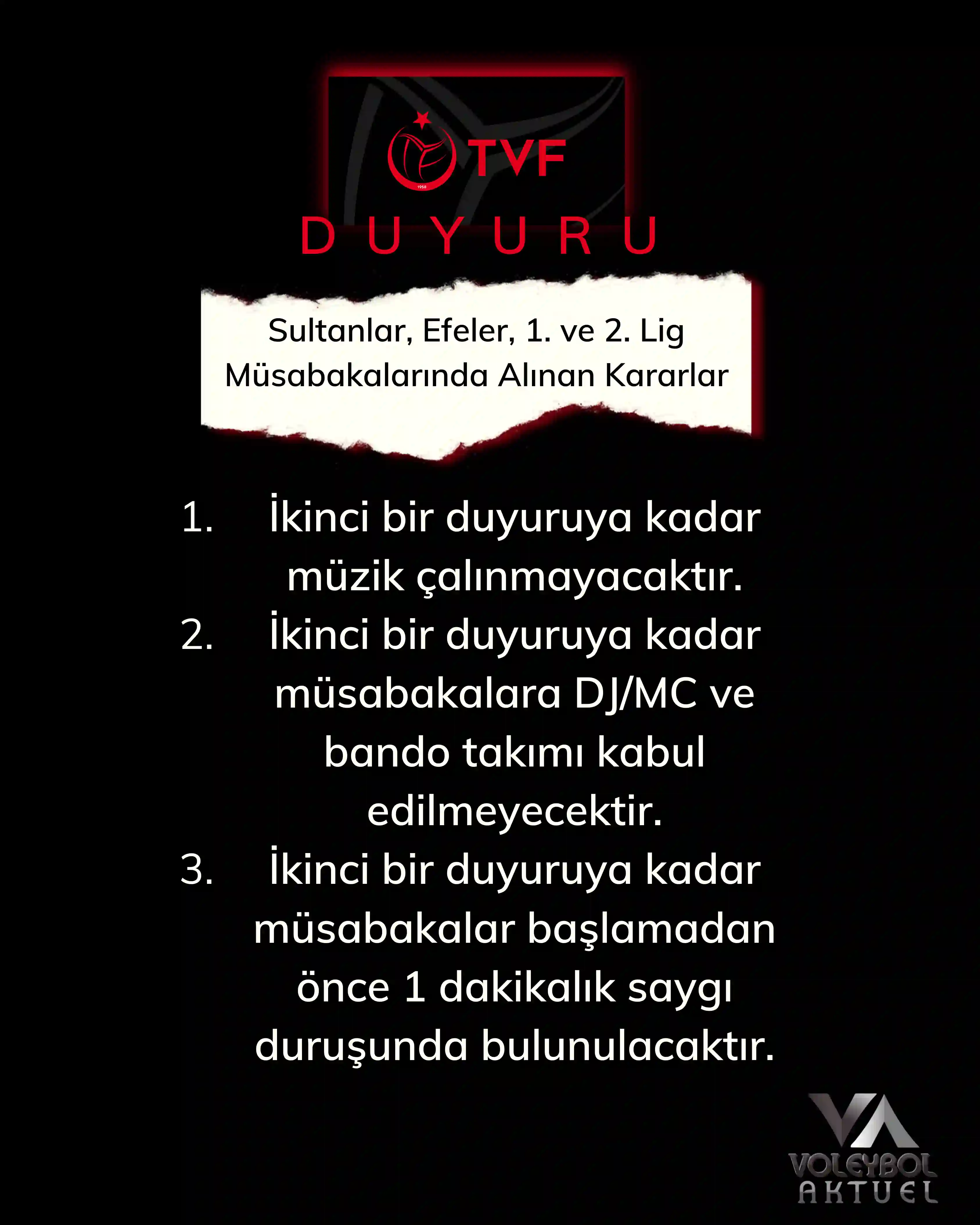 TVF'nin Ligler Hakkında Salon Kararları Duyurusu TVF'nin Ligler Hakkında Salon Kararları Duyurusu